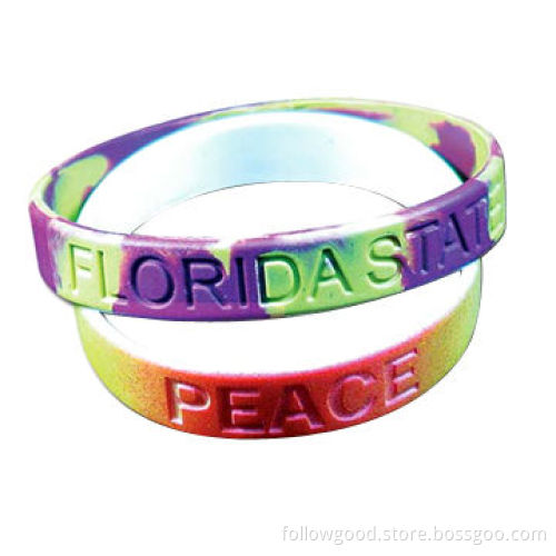 Colorful promotional gifts, swirl debossed silicone bracelet